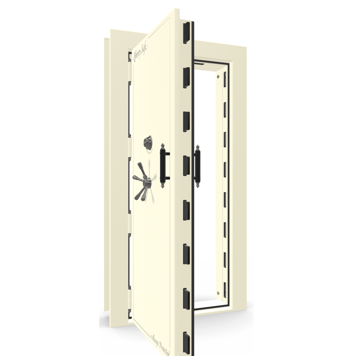 Vault Door Series | Out-Swing | Left  Hinge | White Marble | Mechanical Lock - open